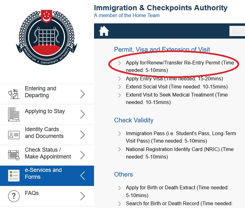 erep.ica.gov.sg Apply for/Renew Re-Entry Permit Singapore : Immigration