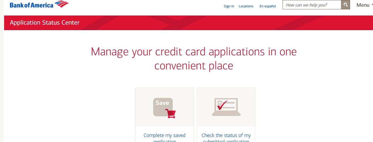 bankofamerica.com Check Credit Cards Application Status United States Of America : Bank of ...