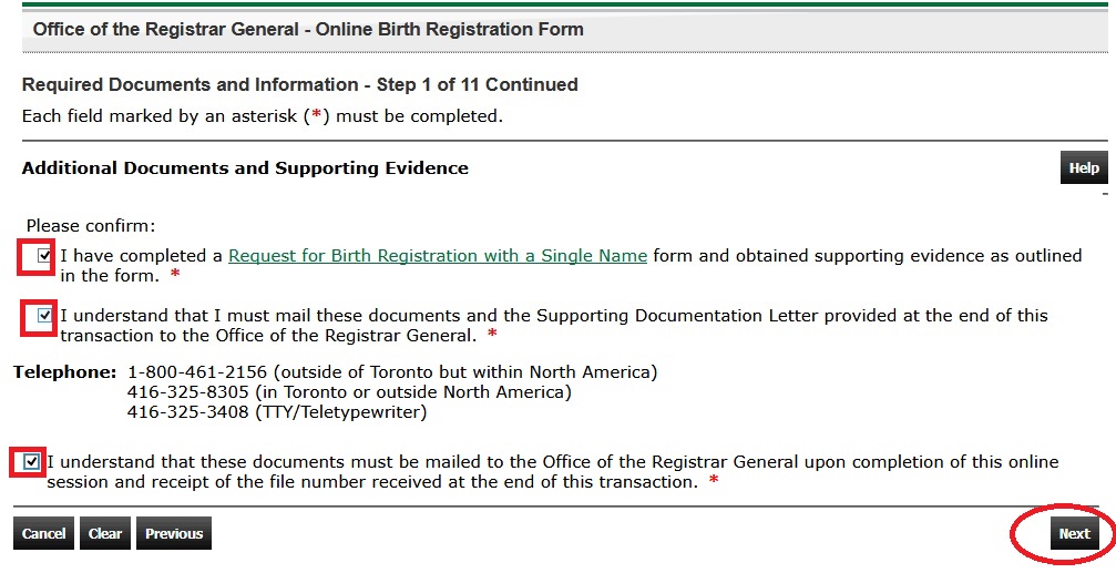 ORGFORMS Newborn Registration Service Ontario www