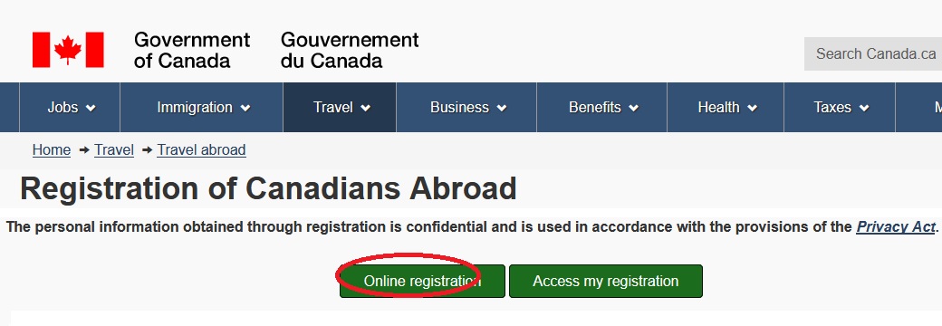 canada travel registration