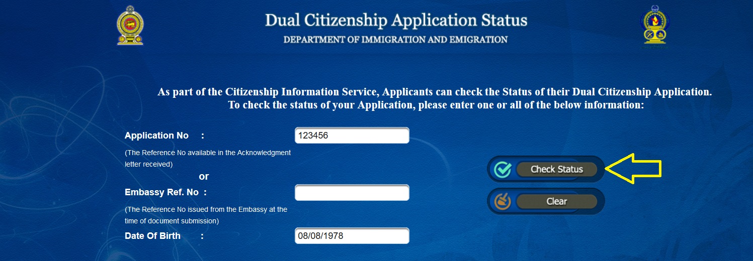 Sri Lanka Dual Citizenship Application Status Immigration gov lk 